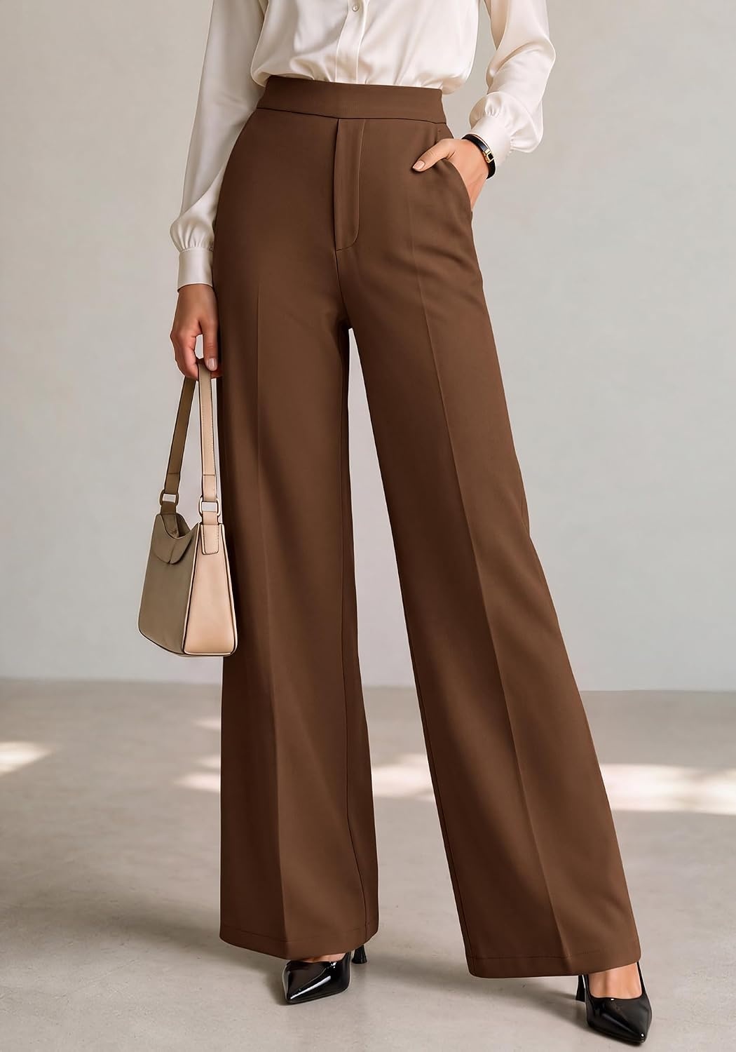 image:imageBTFBM Womens Dress Pants Wide Leg High Waisted 2026 FallBrown