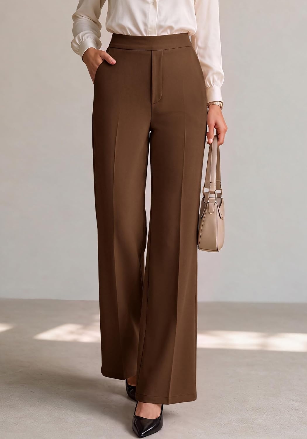 image:imageBTFBM Womens Dress Pants Wide Leg High Waisted 2026 FallBrown