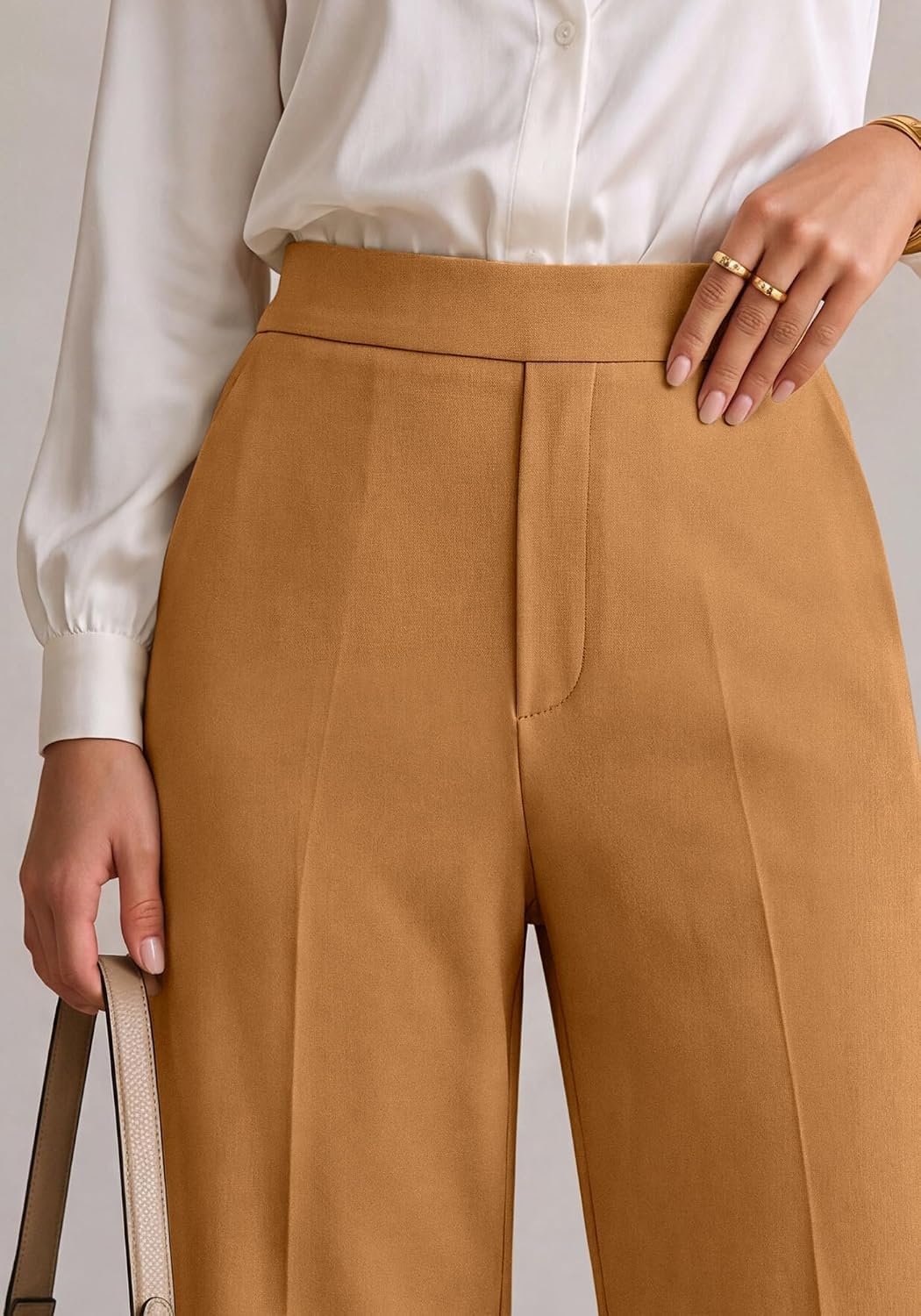 image:imageBTFBM Womens Dress Pants Wide Leg High Waisted 2026 FallKhaki