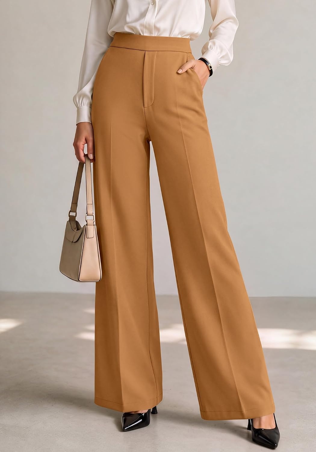 image:imageBTFBM Womens Dress Pants Wide Leg High Waisted 2026 FallKhaki