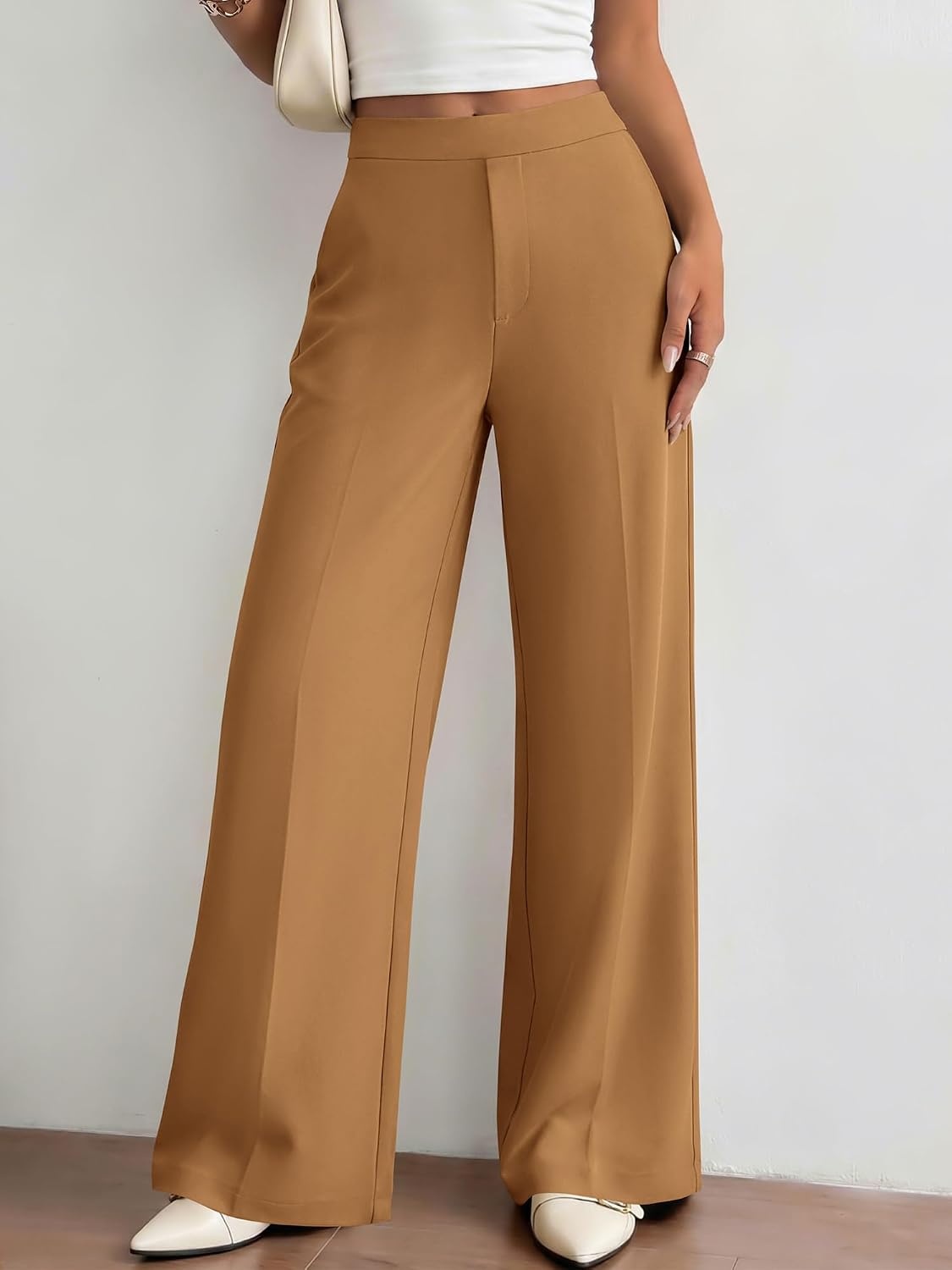 image:imageBTFBM Womens Dress Pants Wide Leg High Waisted 2026 FallKhaki