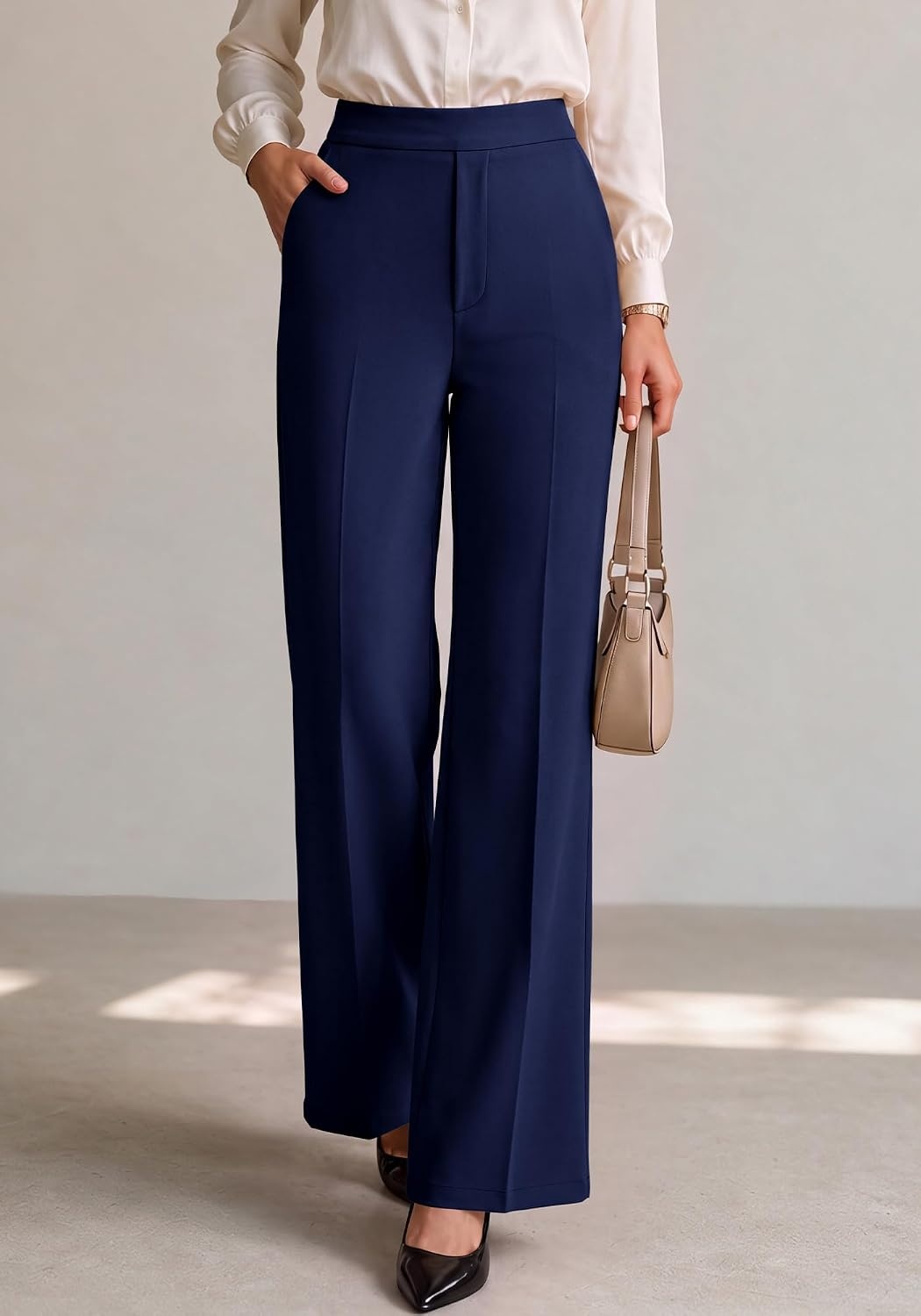 image:imageBTFBM Womens Dress Pants Wide Leg High Waisted 2026 FallNavy Blue