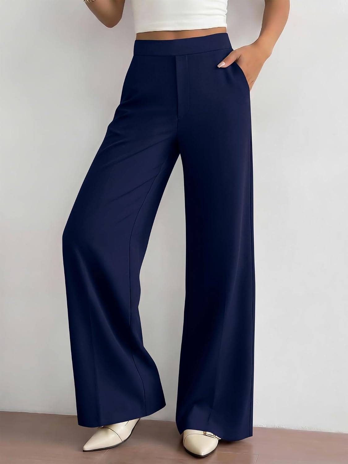 image:imageBTFBM Womens Dress Pants Wide Leg High Waisted 2026 FallNavy Blue