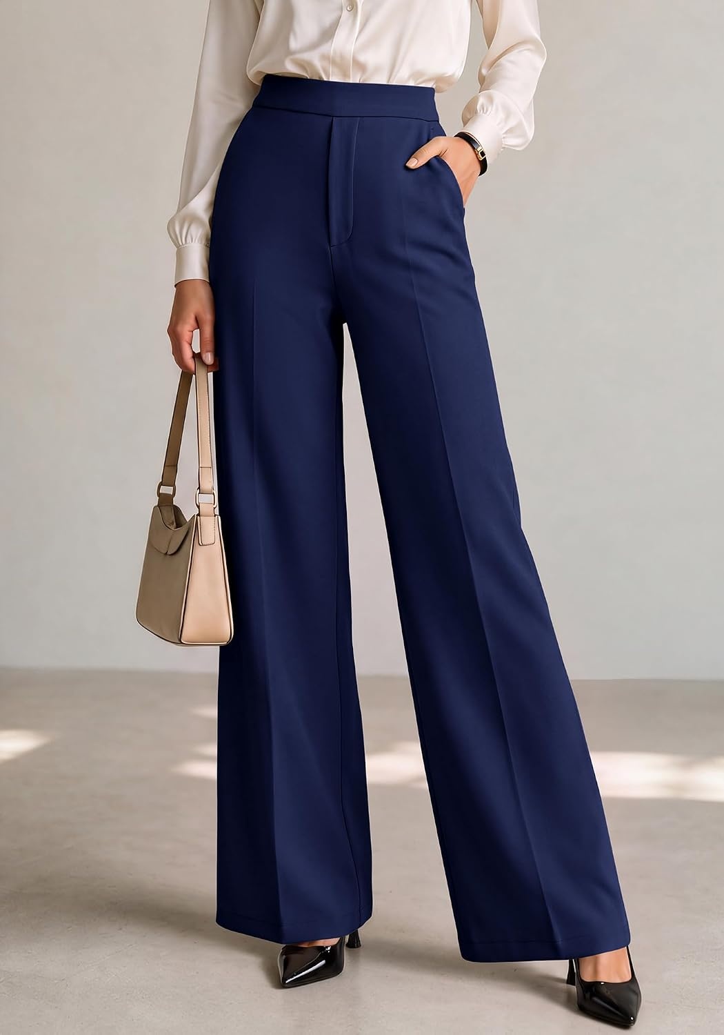image:imageBTFBM Womens Dress Pants Wide Leg High Waisted 2026 FallNavy Blue