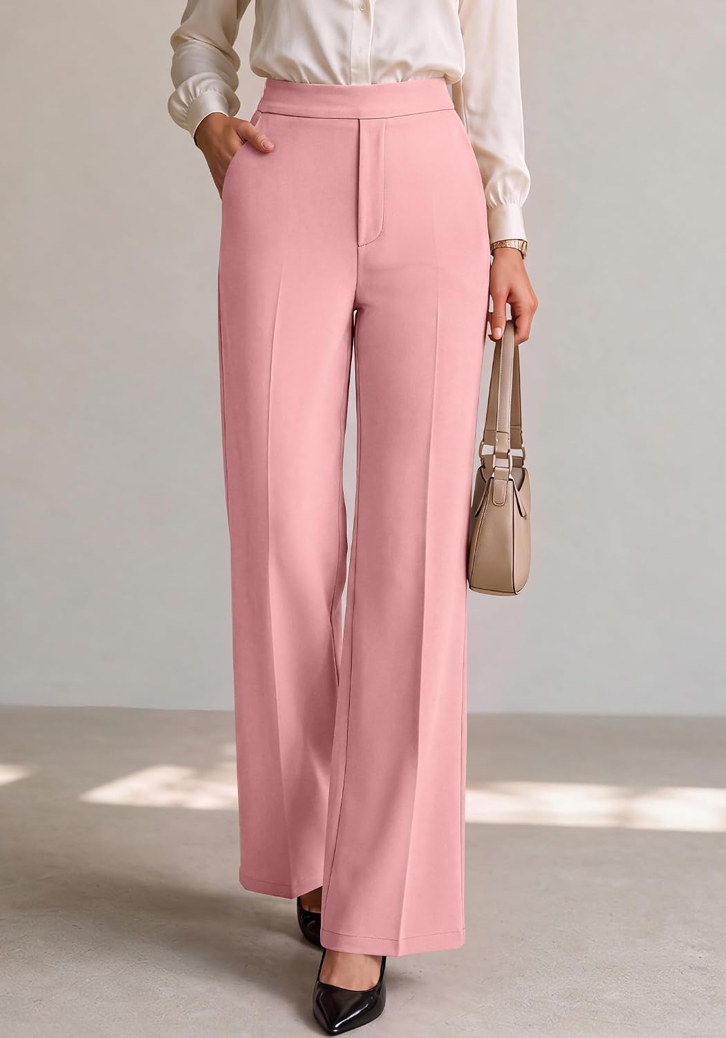 image:imageBTFBM Womens Dress Pants Wide Leg High Waisted 2026 FallPink