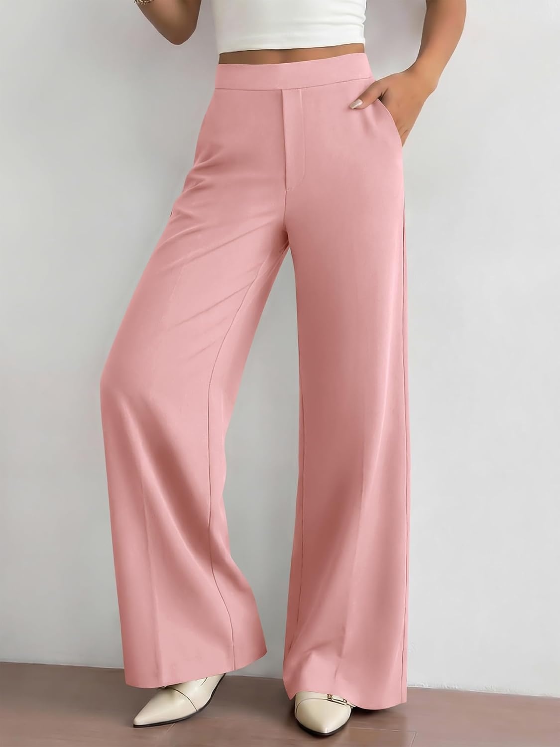 image:imageBTFBM Womens Dress Pants Wide Leg High Waisted 2026 FallPink