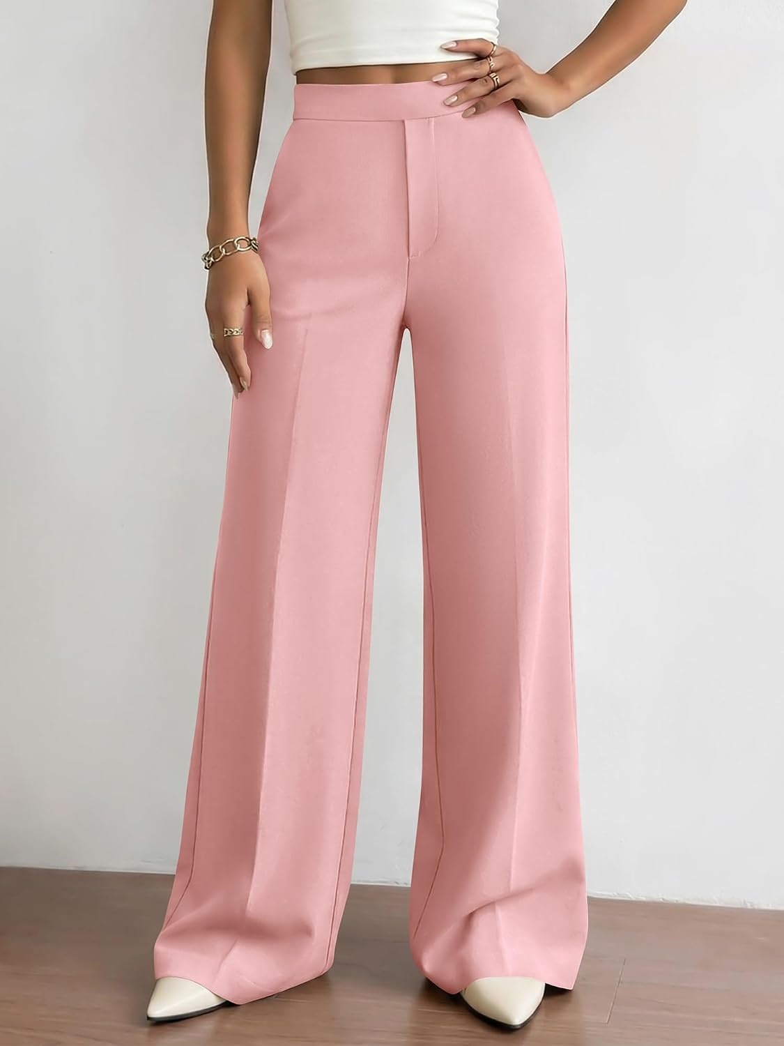 image:imageBTFBM Womens Dress Pants Wide Leg High Waisted 2026 FallPink