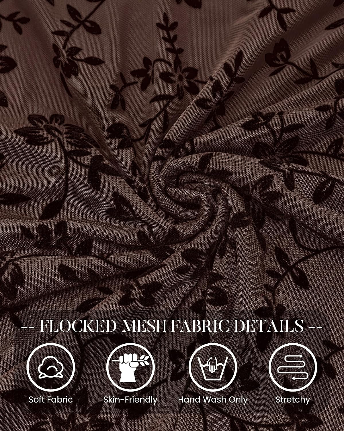 image:imageBTFBM Womens Floral Mesh Maxi Skirts Long Tulle SkirtBrown