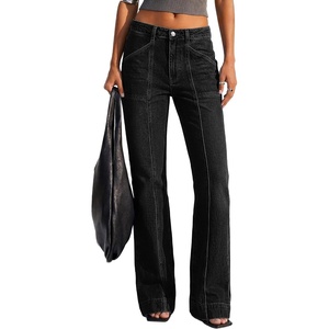 BTFBM Straight Leg Jeans for Women Stretchy Curve Appeal Pants(Black)