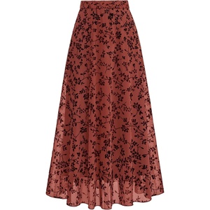BTFBM Womens Floral Mesh Maxi Skirts Long Tulle Skirt(Rust)