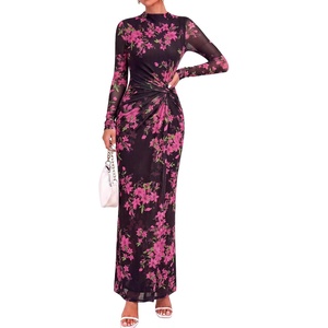 BTFBM Womens Sheer Mesh Maxi Fall Wedding Guest Dress Fashion Clothing 2026(Floral Black Pink)