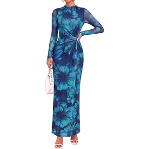 BTFBM Womens Sheer Mesh Maxi Fall Wedding Guest Dress Fashion Clothing 2026(Floral Blue Green)