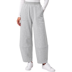 BTFBM Womens Wide Leg Pants Ankle Palazzo Fleece Harem Barrel Sweatpants(Grey)