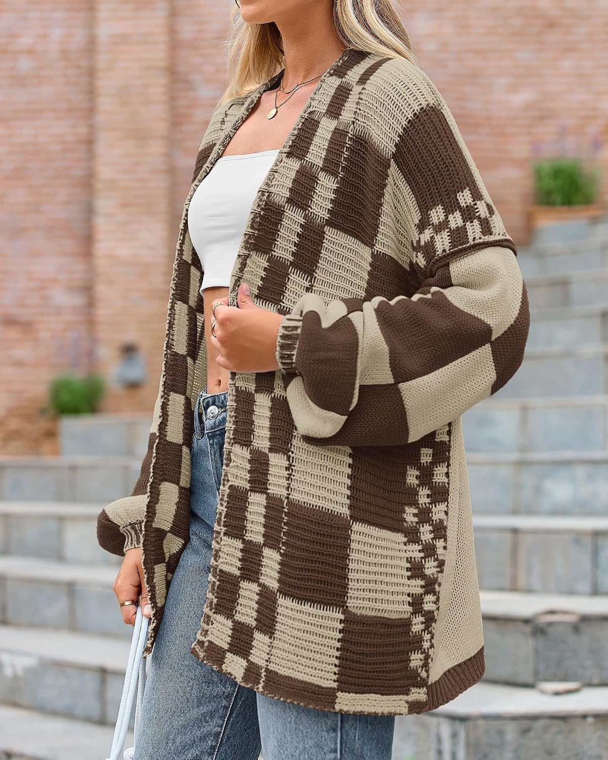 image:imageBTFBM Casual Cardigan Sweater for Women Fall 2026 Long Sleeve SweatersBrown Light Khaki