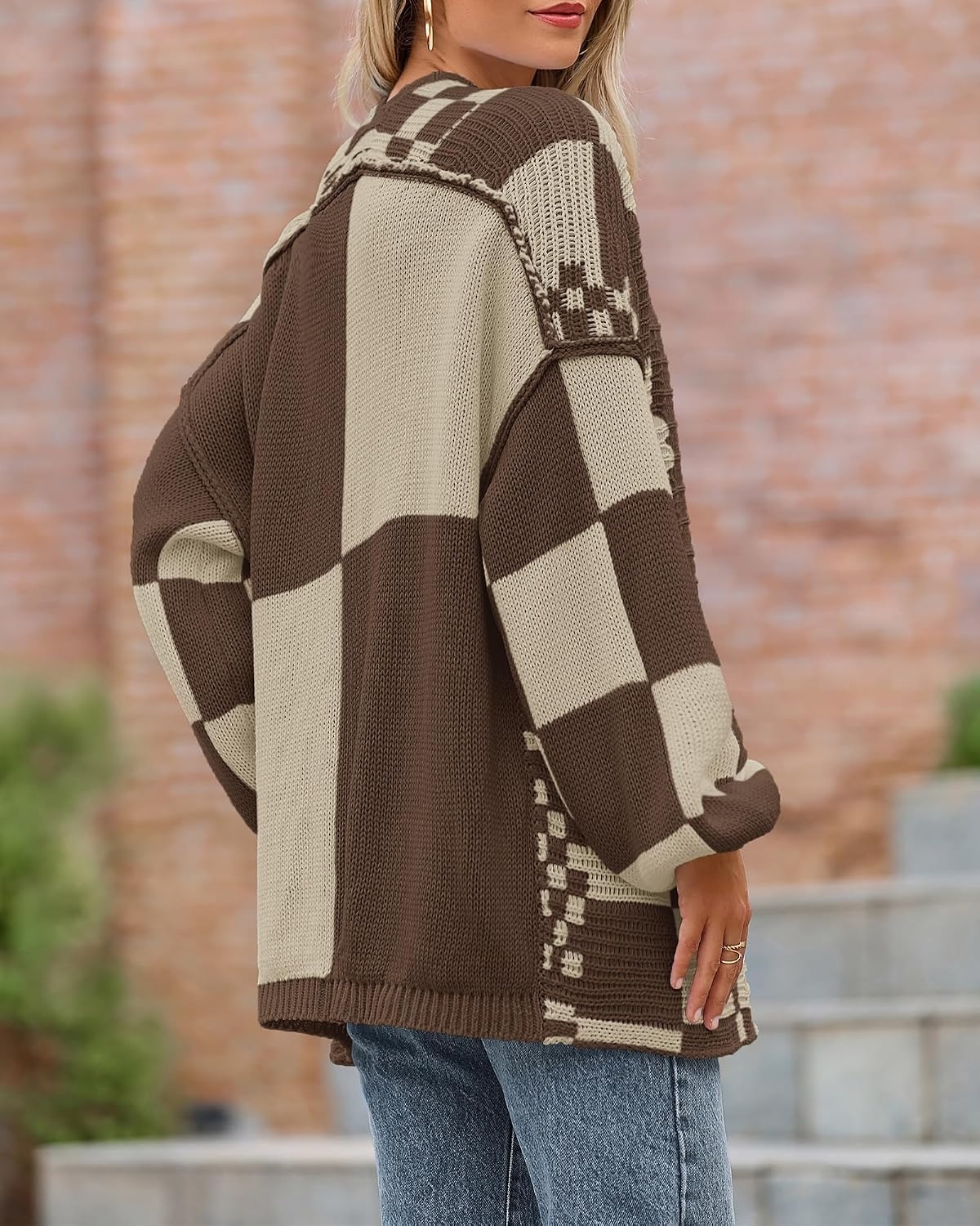 image:imageBTFBM Casual Cardigan Sweater for Women Fall 2026 Long Sleeve SweatersBrown Light Khaki