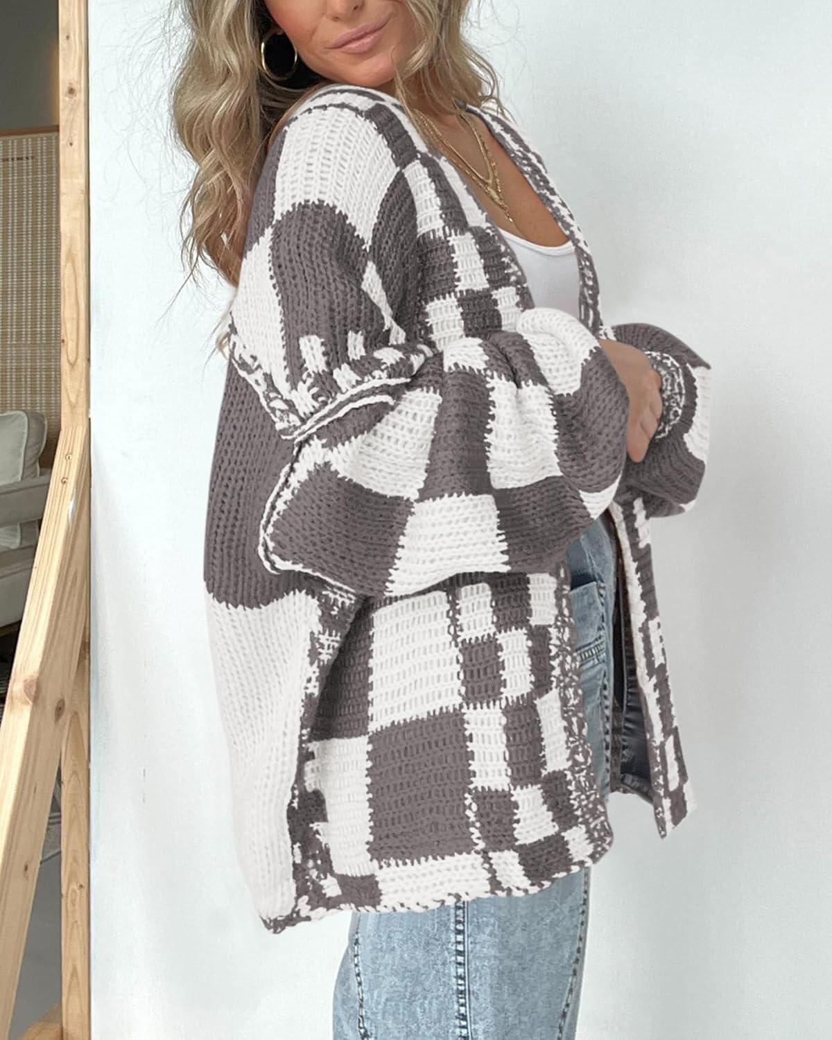image:imageBTFBM Casual Cardigan Sweater for Women Fall 2026 Long Sleeve SweatersGrey