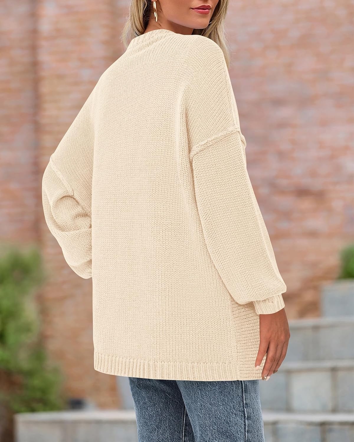image:imageBTFBM Casual Cardigan Sweater for Women Fall 2026 Long Sleeve SweatersSolid Apricot