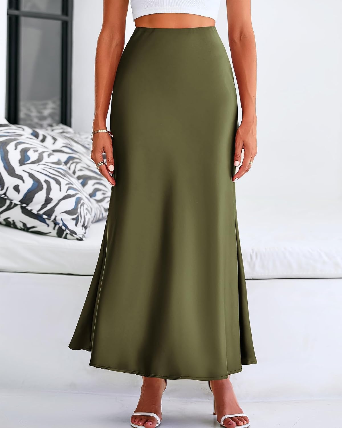 image:imageBTFBM Maxi Skirts for Women Business CasualLight Army Green