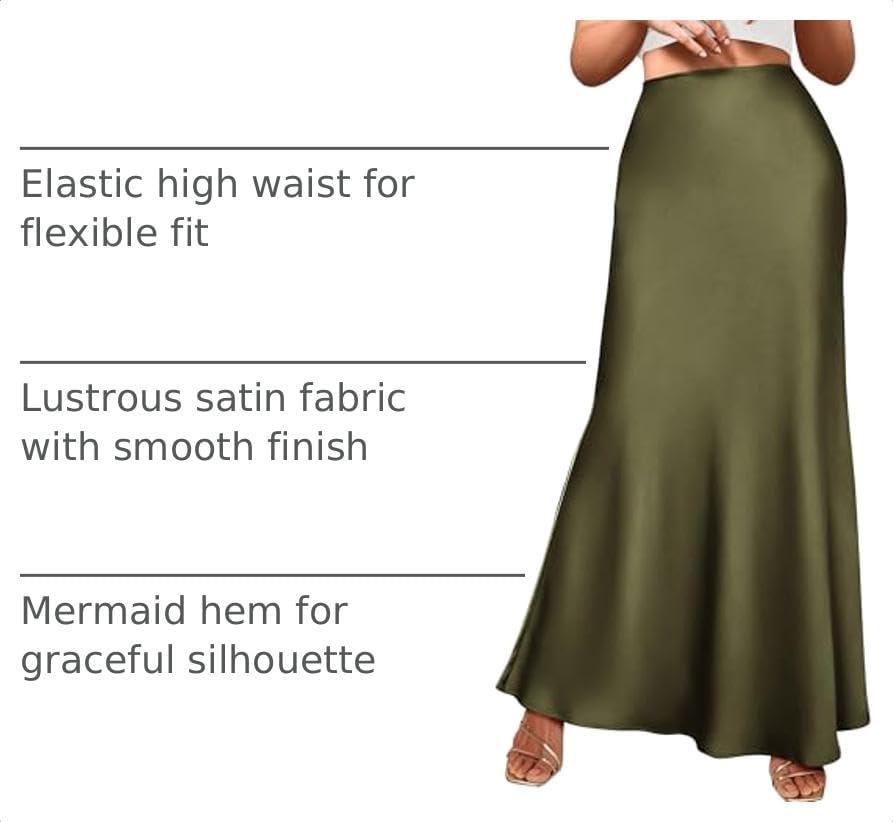 image:imageBTFBM Maxi Skirts for Women Business CasualLight Army Green