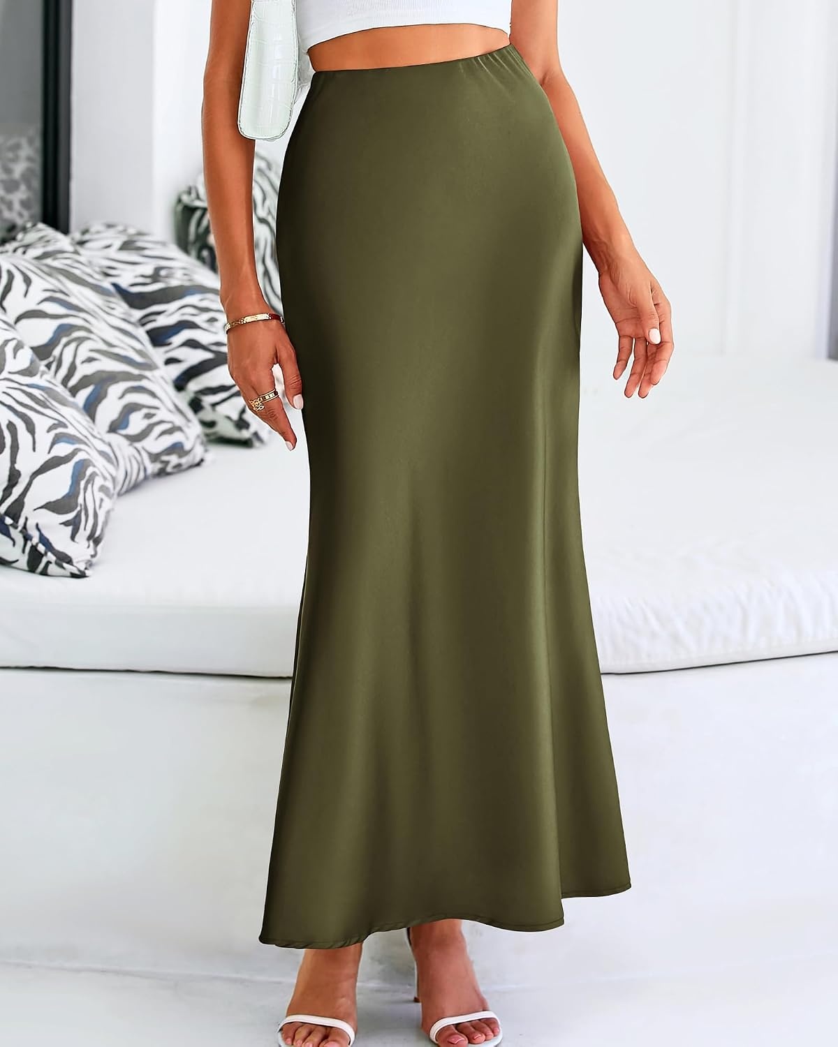 image:imageBTFBM Maxi Skirts for Women Business CasualLight Army Green
