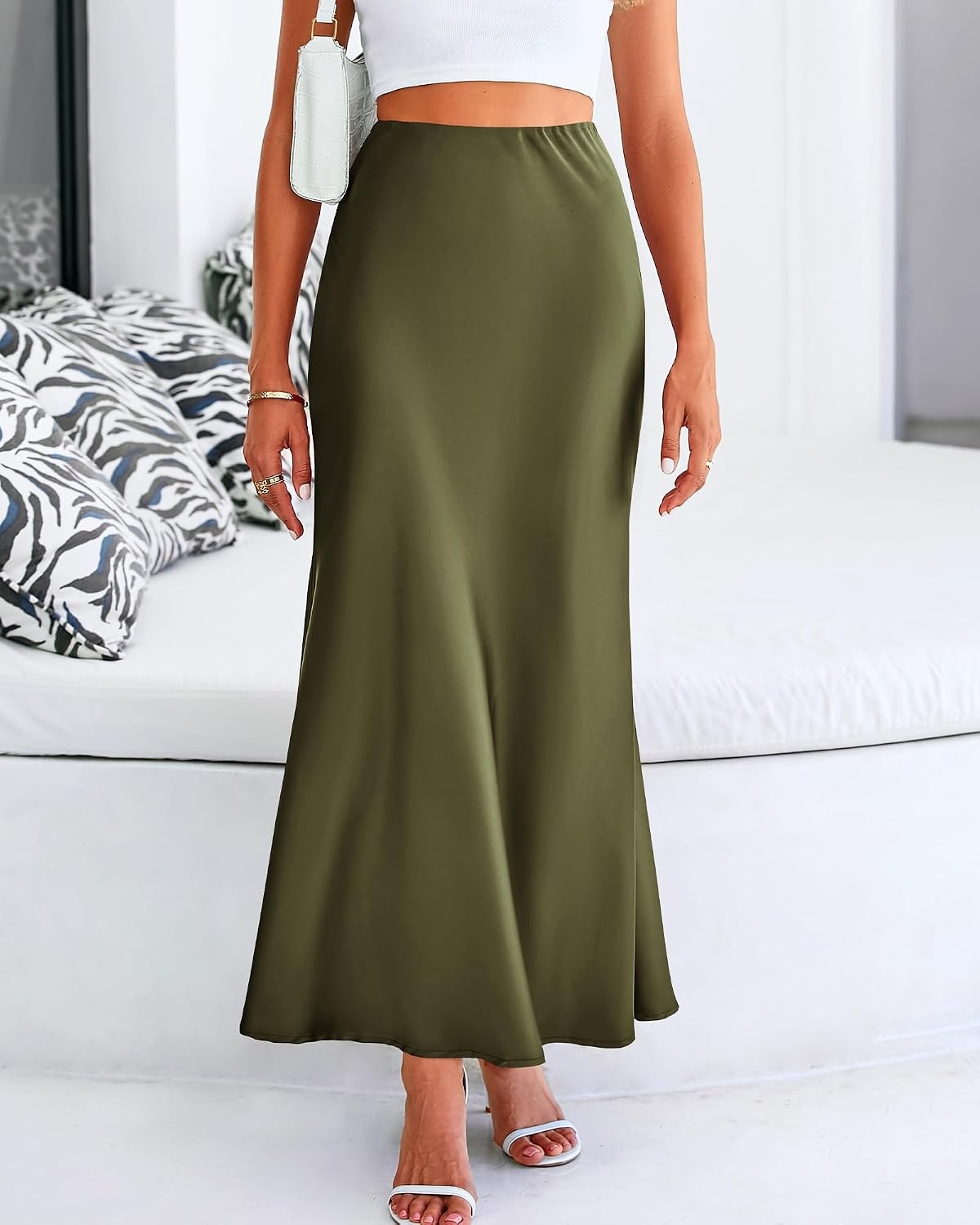 image:imageBTFBM Maxi Skirts for Women Business CasualLight Army Green