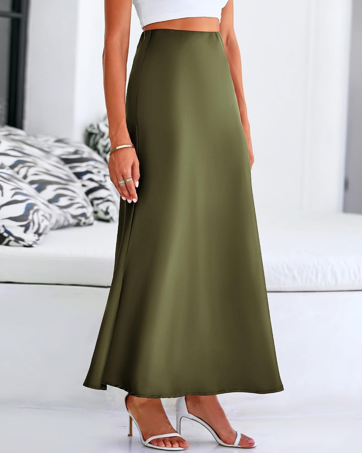 image:imageBTFBM Maxi Skirts for Women Business CasualLight Army Green