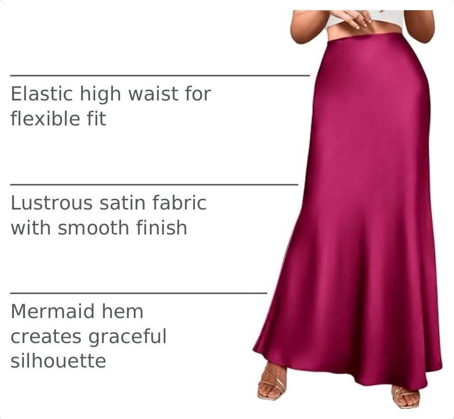 image:imageBTFBM Maxi Skirts for Women Business CasualRose Red