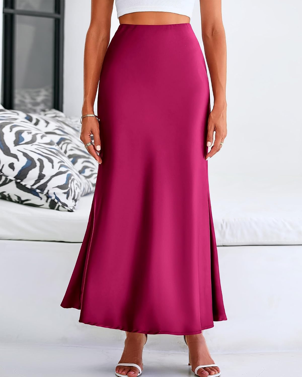 image:imageBTFBM Maxi Skirts for Women Business CasualRose Red