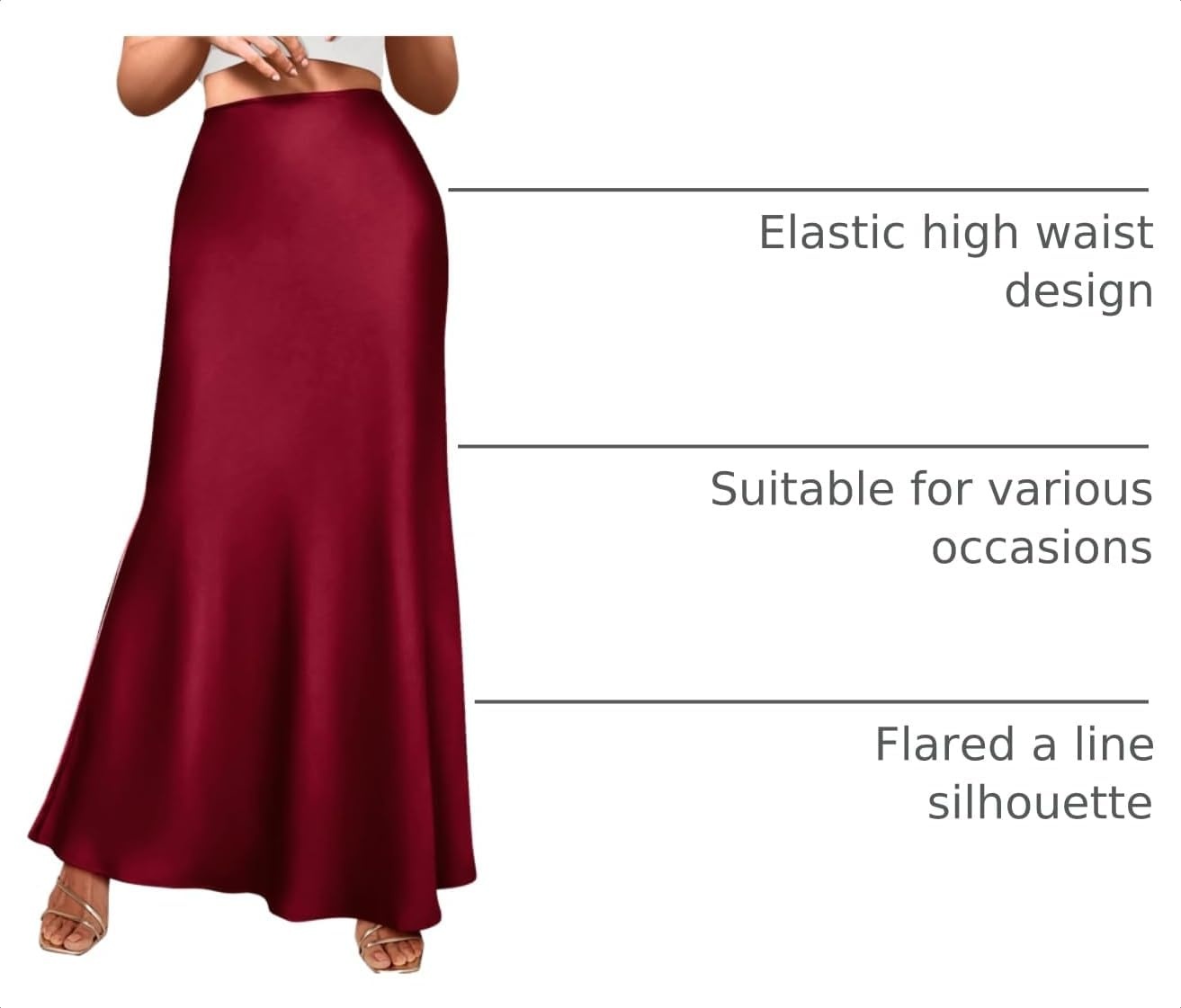 image:imageBTFBM Maxi Skirts for Women Business CasualWine Red