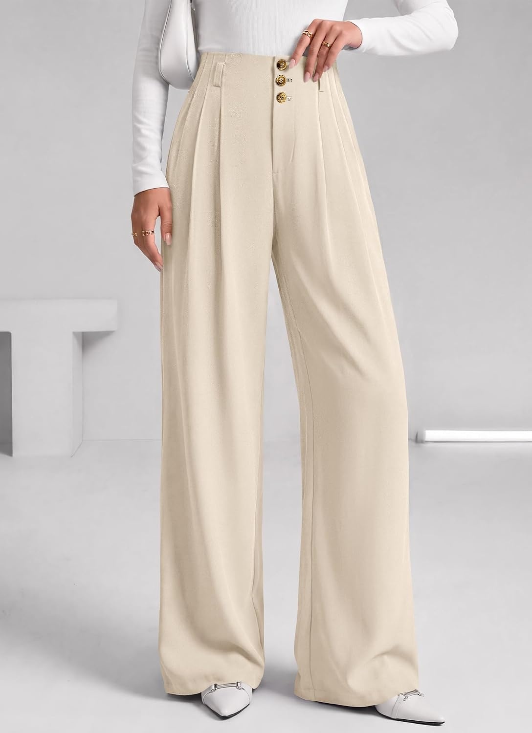 image:imageBTFBM Wide Leg Dress Pants Women Business Casual OutfitsBeige