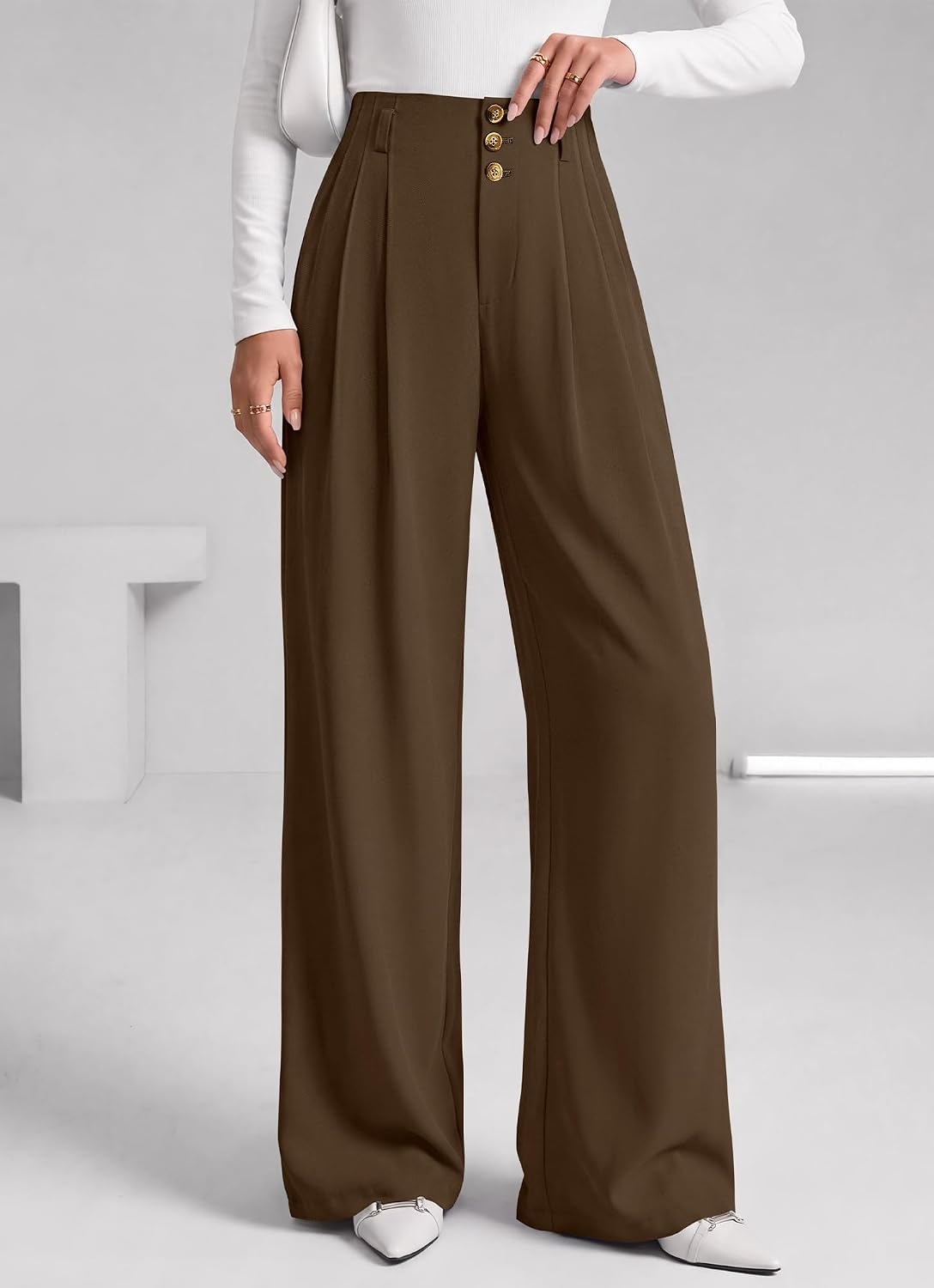 image:imageBTFBM Wide Leg Dress Pants Women Business Casual OutfitsBrown