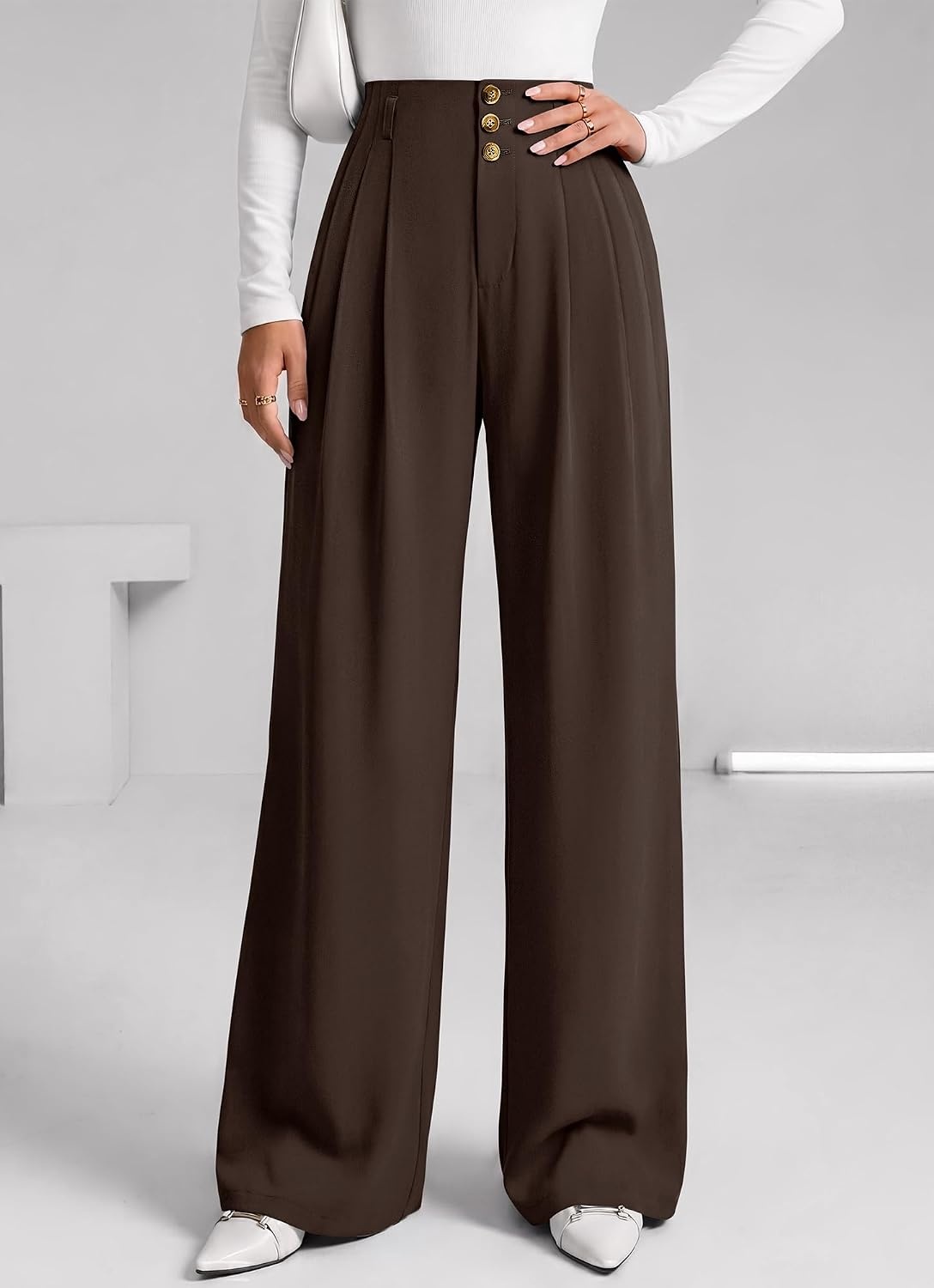 image:imageBTFBM Wide Leg Dress Pants Women Business Casual OutfitsDark Brown