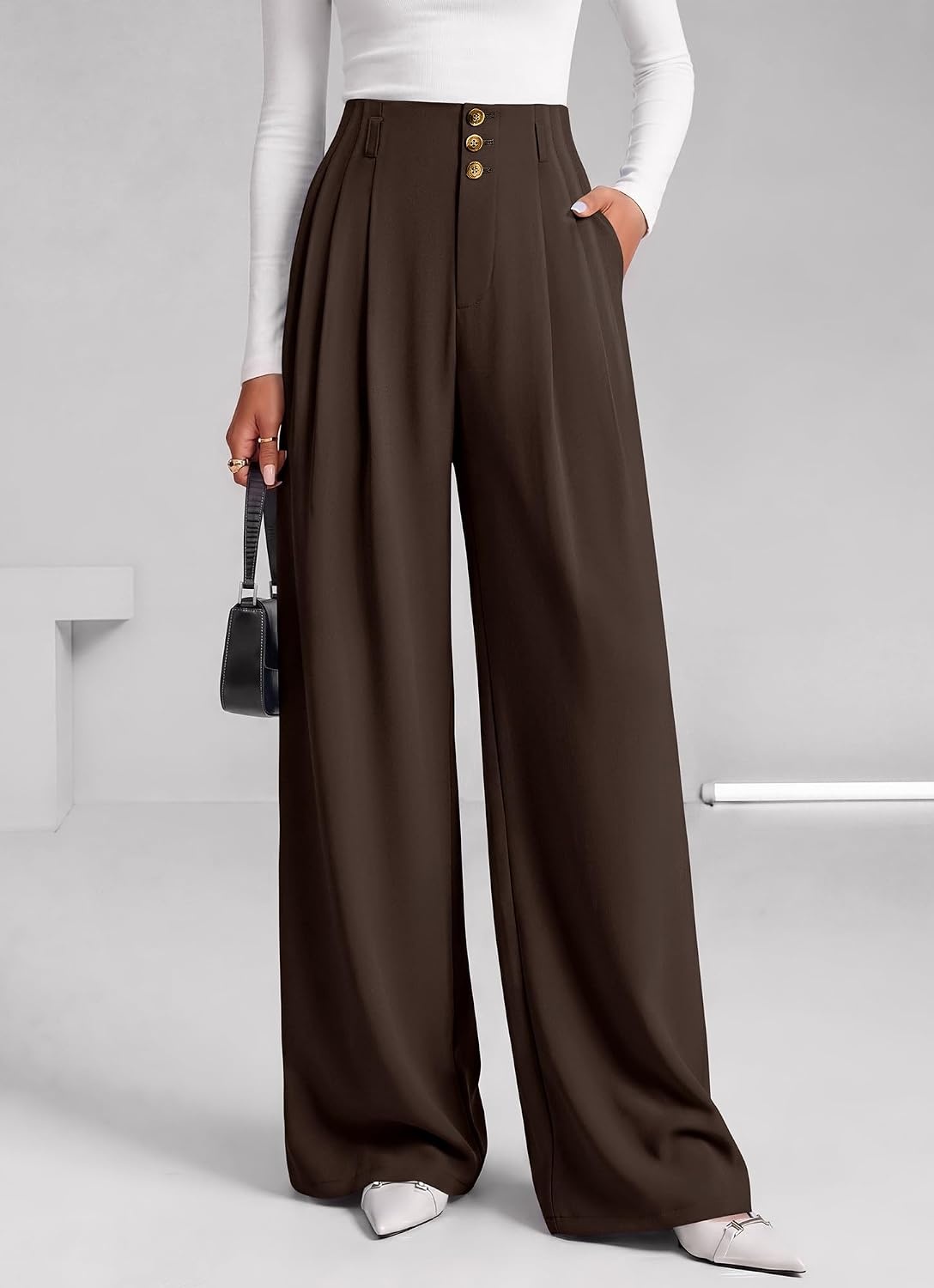 image:imageBTFBM Wide Leg Dress Pants Women Business Casual OutfitsDark Brown