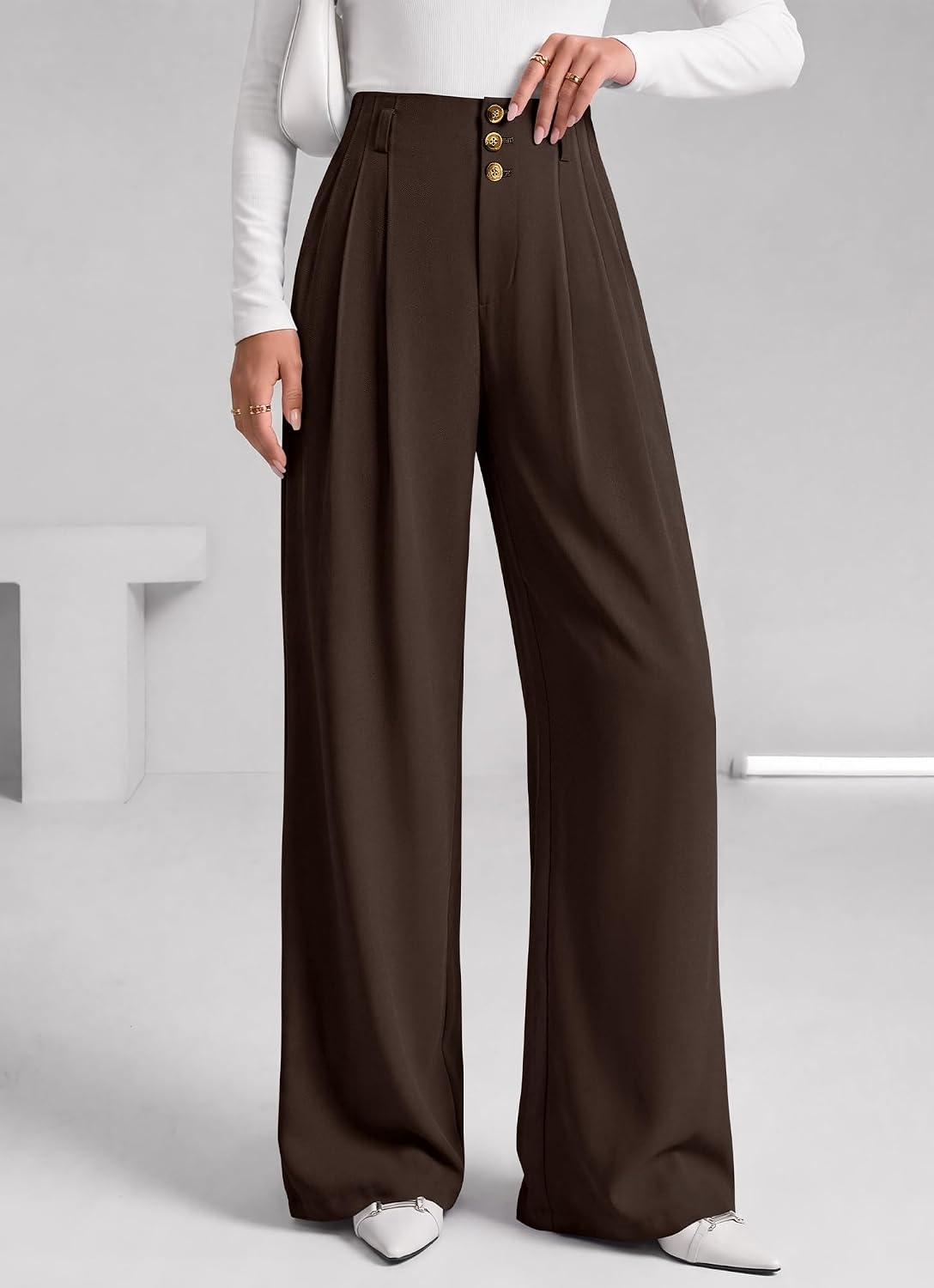 image:imageBTFBM Wide Leg Dress Pants Women Business Casual OutfitsDark Brown
