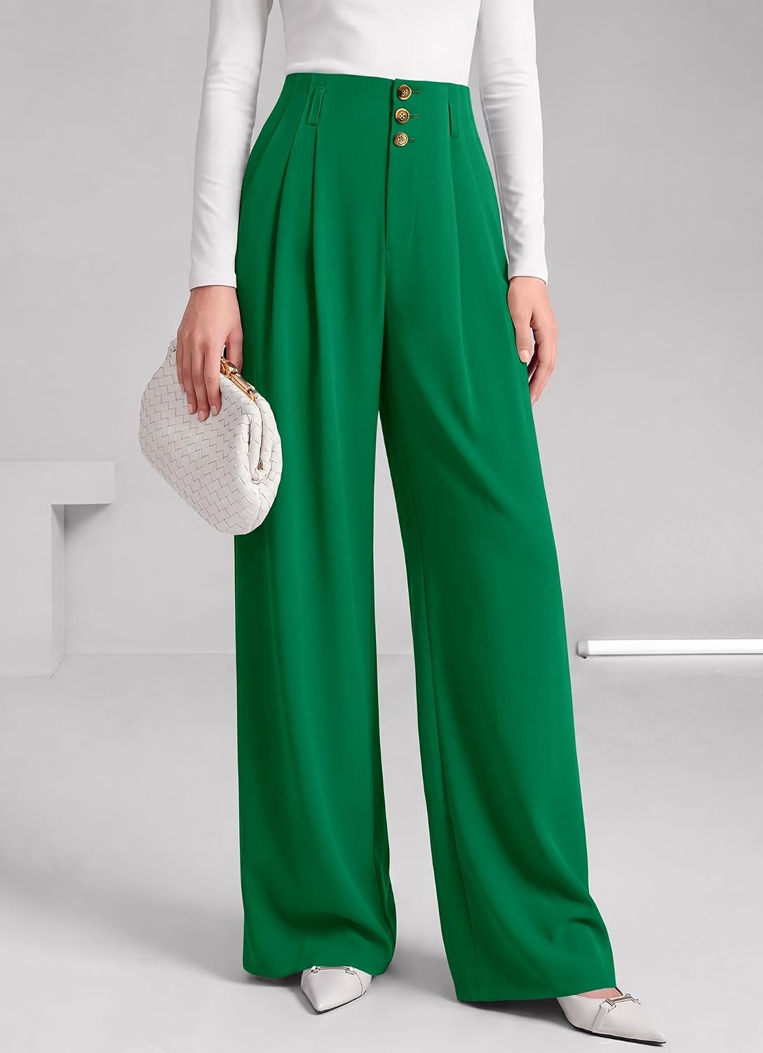 image:imageBTFBM Wide Leg Dress Pants Women Business Casual OutfitsGreen