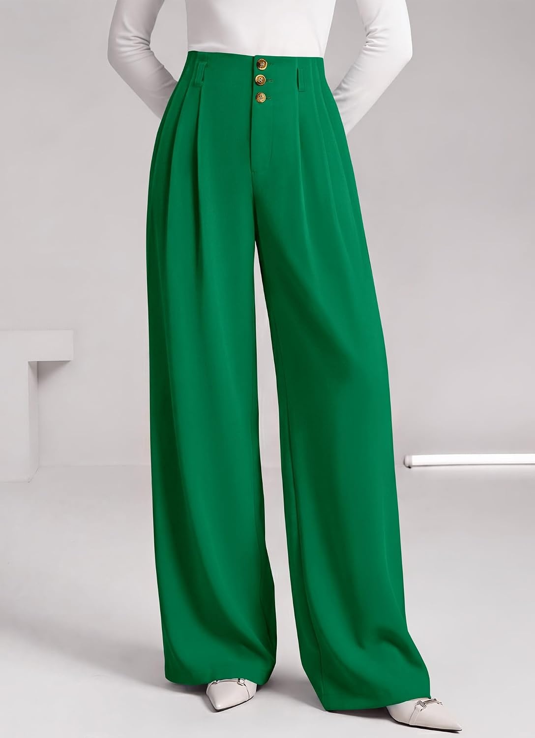 image:imageBTFBM Wide Leg Dress Pants Women Business Casual OutfitsGreen