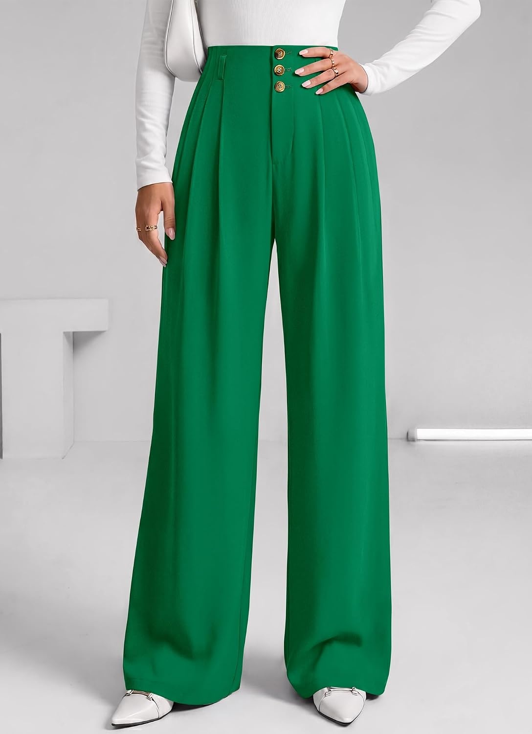 image:imageBTFBM Wide Leg Dress Pants Women Business Casual OutfitsGreen