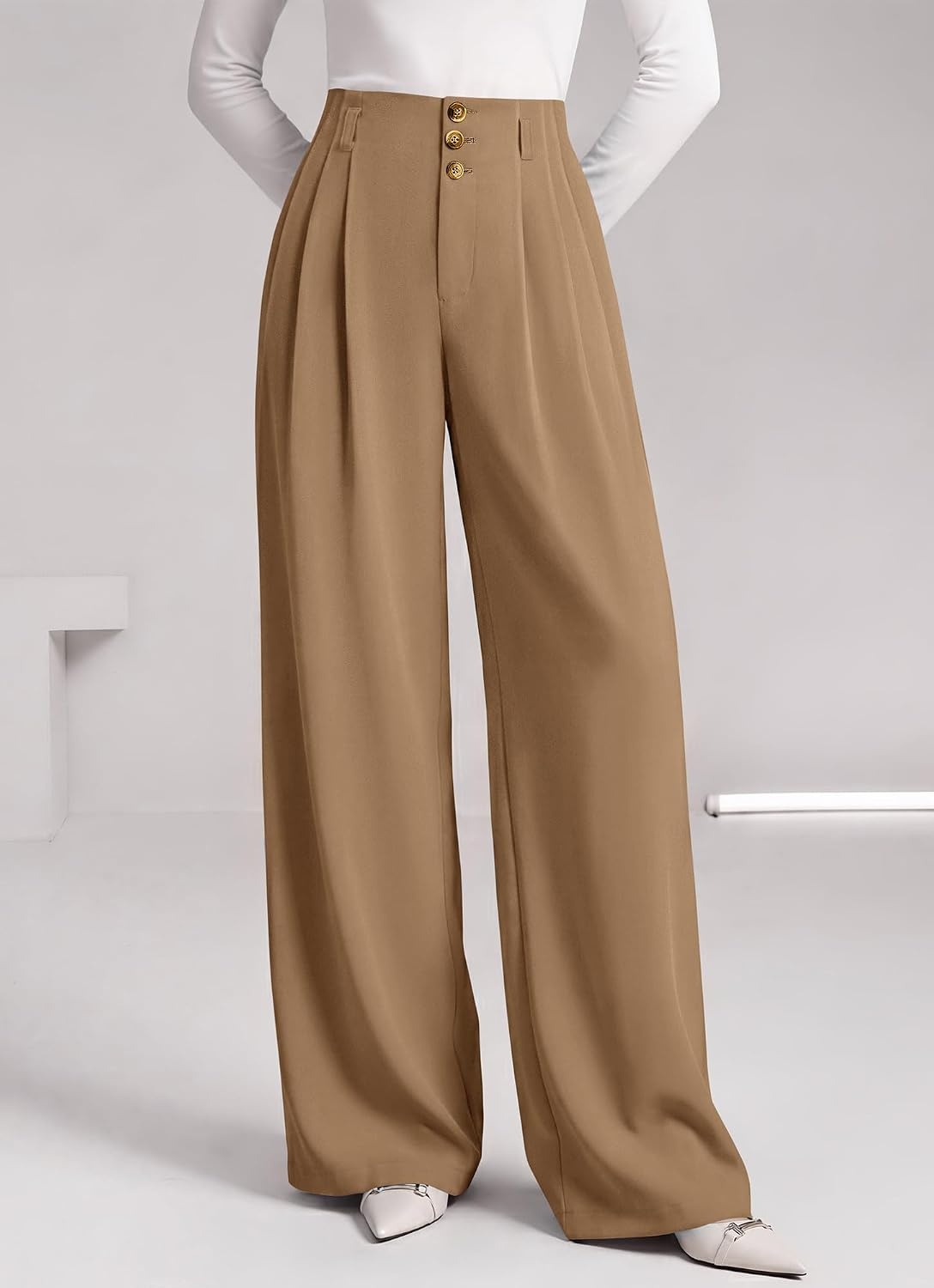 image:imageBTFBM Wide Leg Dress Pants Women Business Casual OutfitsKhaki
