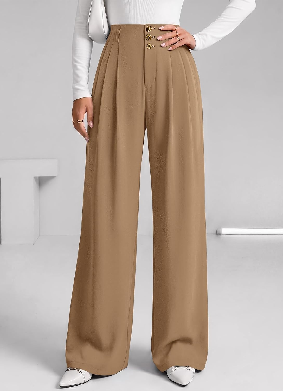 image:imageBTFBM Wide Leg Dress Pants Women Business Casual OutfitsKhaki