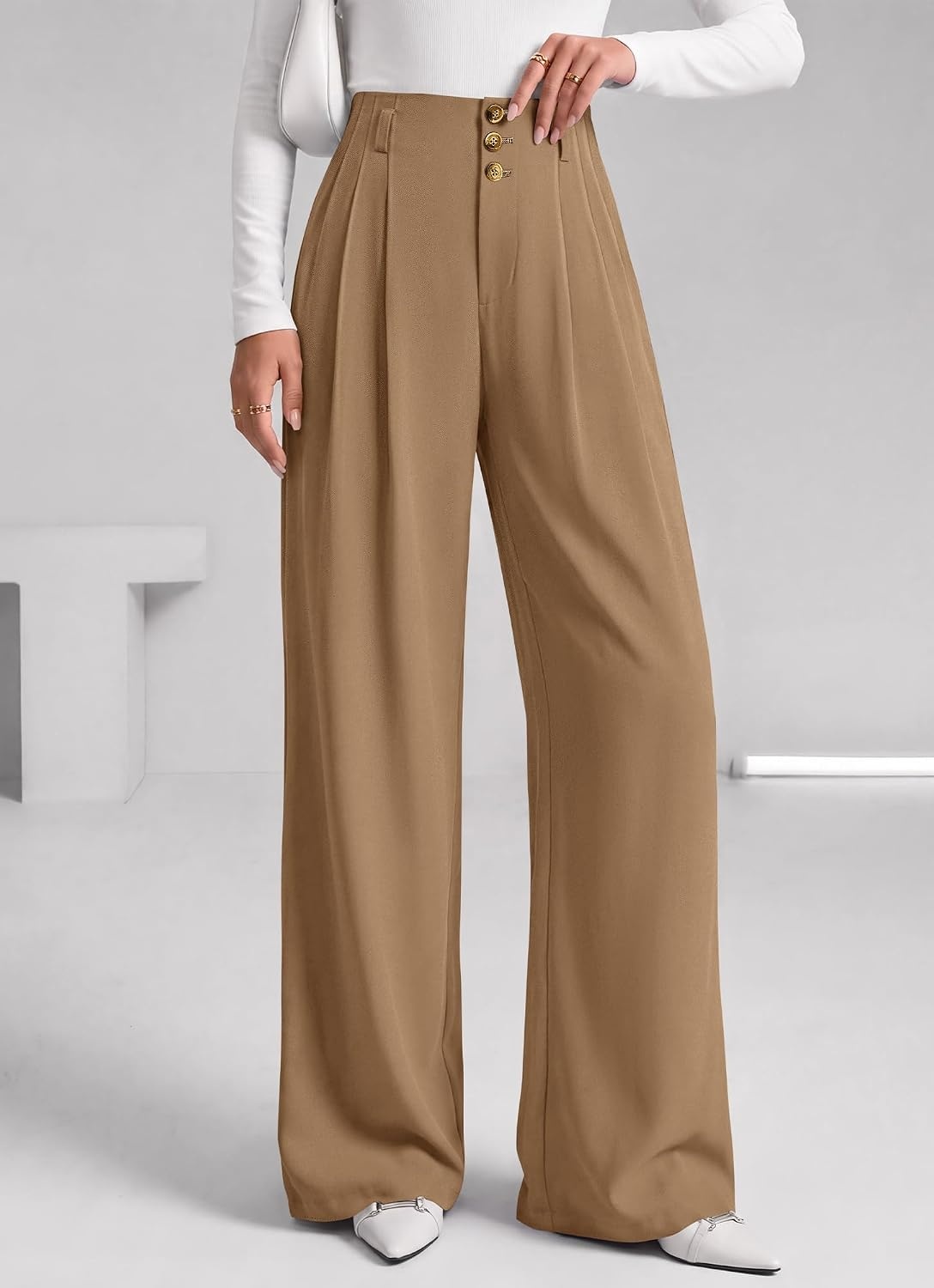 image:imageBTFBM Wide Leg Dress Pants Women Business Casual OutfitsKhaki