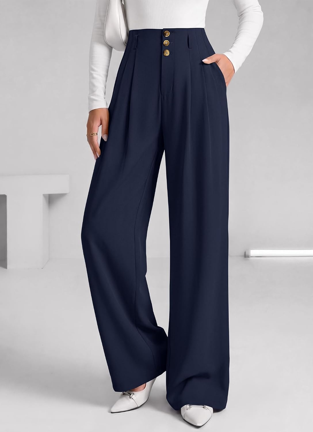 image:imageBTFBM Wide Leg Dress Pants Women Business Casual OutfitsNavy Blue
