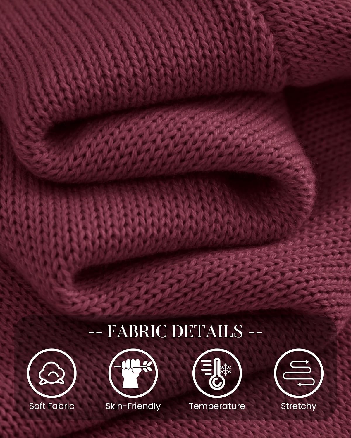 image:imageBTFBM Womens Long Sleeve Sweaters Mock Neck TopsBurgundy
