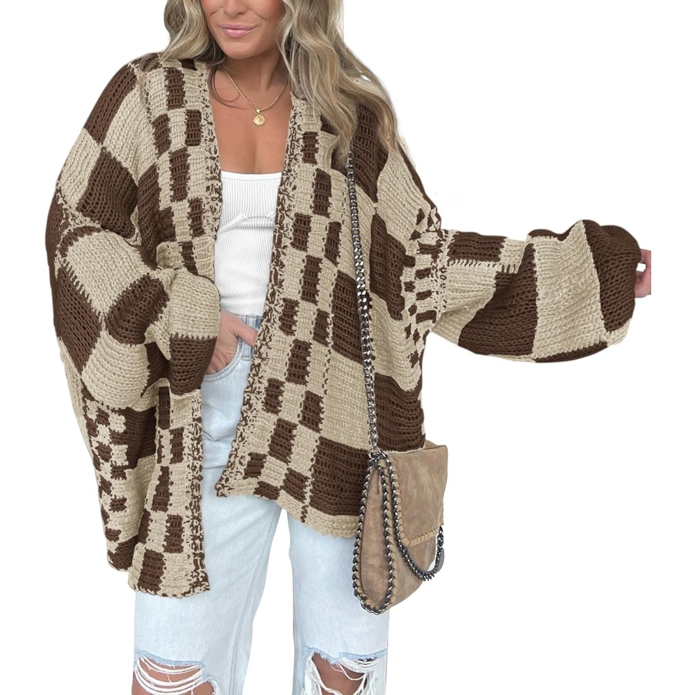 image:imageBTFBM Casual Cardigan Sweater for Women Fall 2026 Long Sleeve SweatersBrown Light Khaki