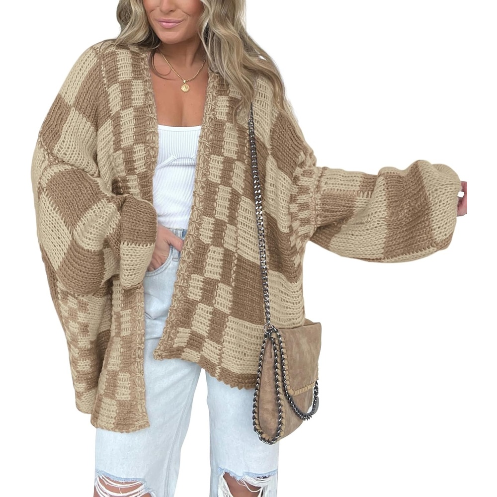 image:imageBTFBM Casual Cardigan Sweater for Women Fall 2026 Long Sleeve SweatersKhaki