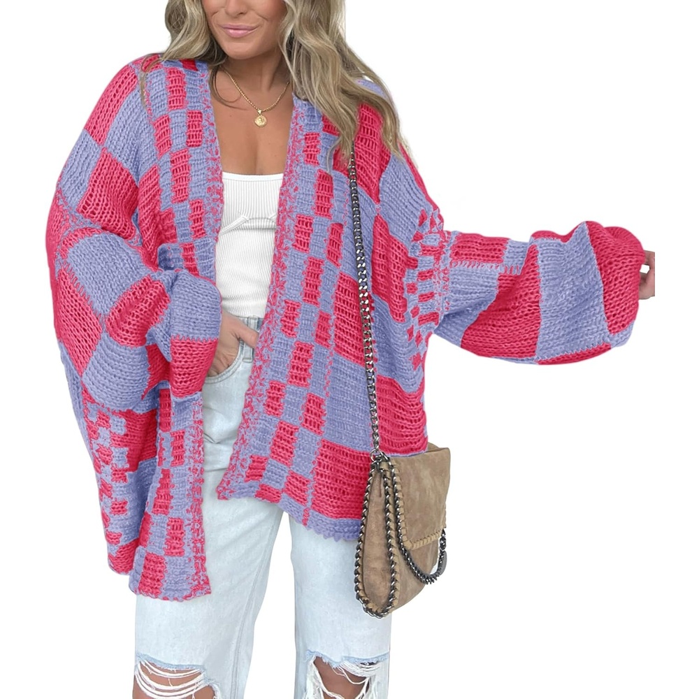 image:imageBTFBM Casual Cardigan Sweater for Women Fall 2026 Long Sleeve SweatersRose Pink Blue