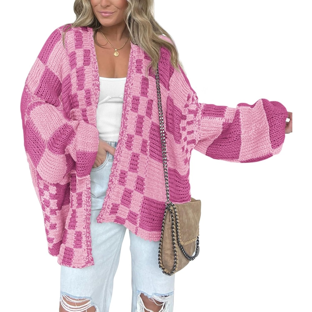 image:imageBTFBM Casual Cardigan Sweater for Women Fall 2026 Long Sleeve SweatersRose Pink Pink