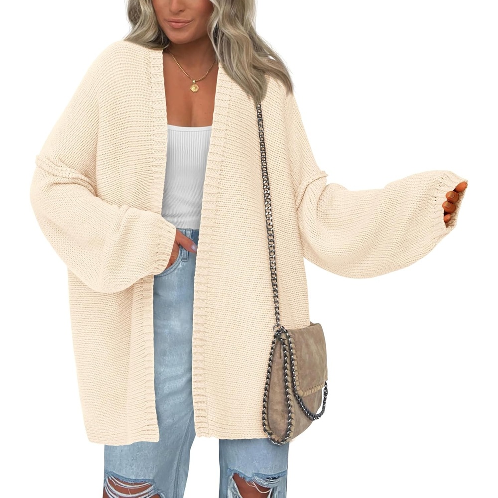 image:imageBTFBM Casual Cardigan Sweater for Women Fall 2026 Long Sleeve SweatersSolid Apricot