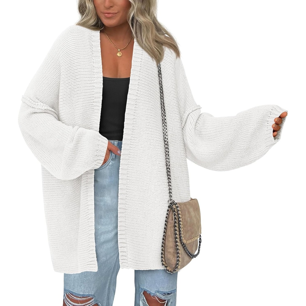 image:imageBTFBM Casual Cardigan Sweater for Women Fall 2026 Long Sleeve SweatersSolid White