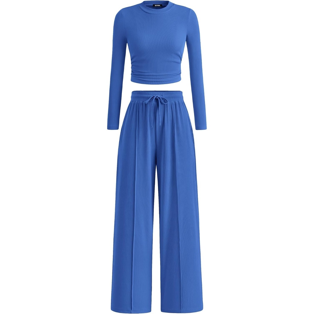 image:imageBTFBM Casual Ribbed 2 Piece Sets For Women Fall 2026Blue