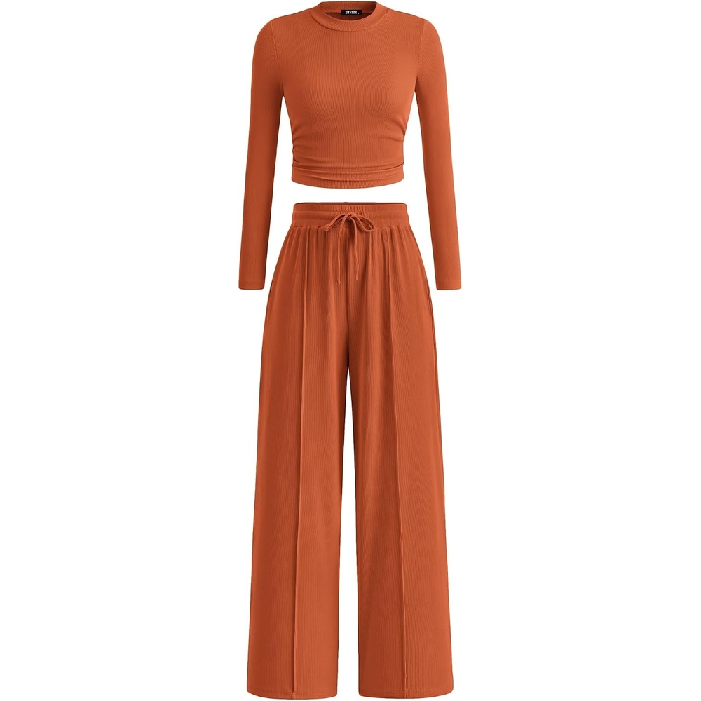 image:imageBTFBM Casual Ribbed 2 Piece Sets For Women Fall 2026Brick Red